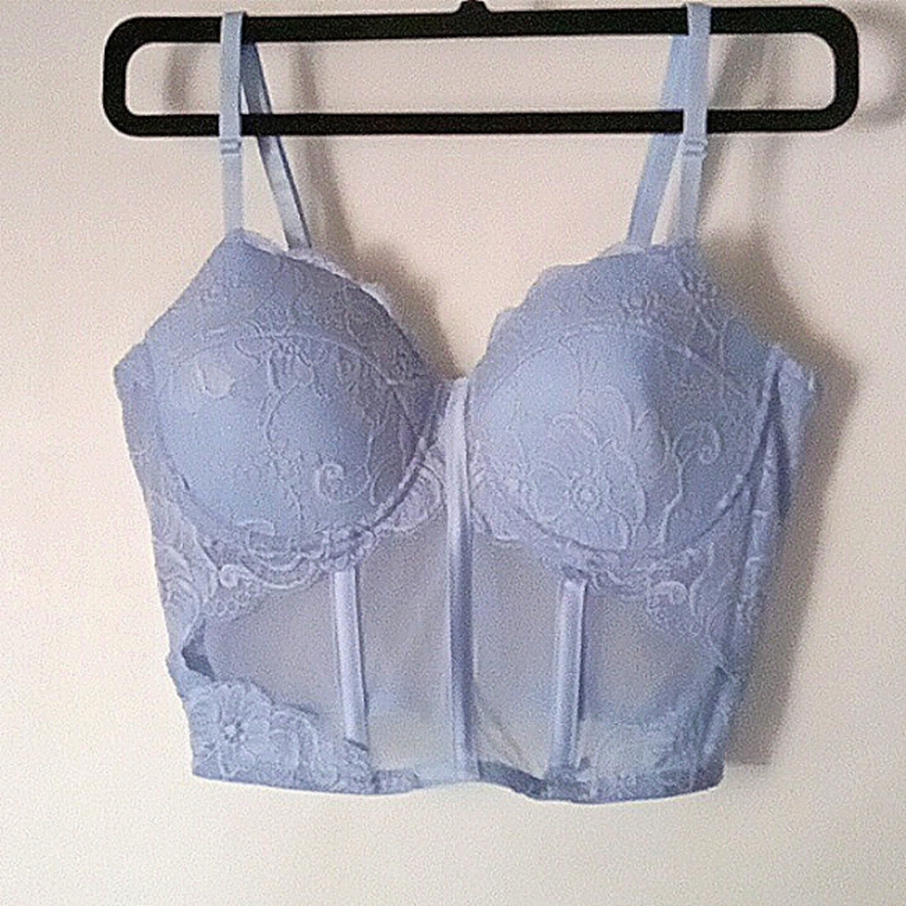 Say What? Baby Blue Lace Corset Boustier Size L